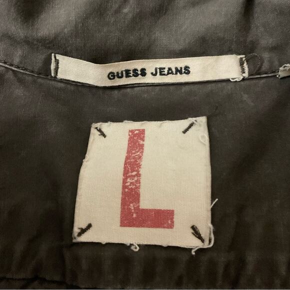 VTG Guess Jeans Brown Band/Military Flesh & Blood Jacket L Flawed Bikercore Punk - Picture 9 of 15